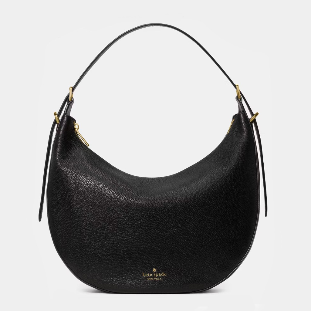 Kate Spade Nova Pebbled Leather Slouchy Large Crescent Shoulder Bag, Black Nwt